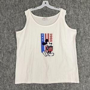 Vintage Mickey Mouse Shirt Mens XXL White Tank Top‎ USA Flag Election Patriotic